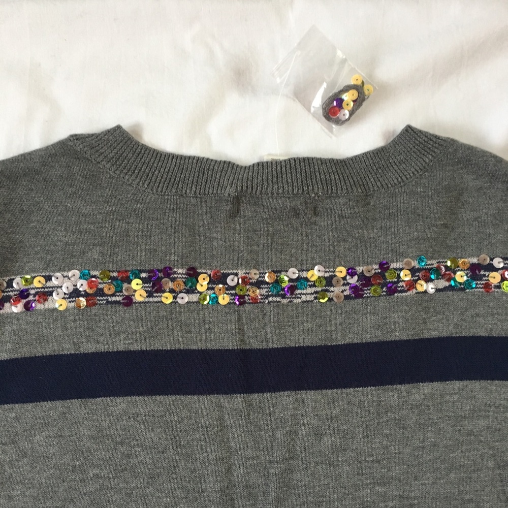 Kenar sequined striped sweater NWOT gray blue - Picture 8 of 8